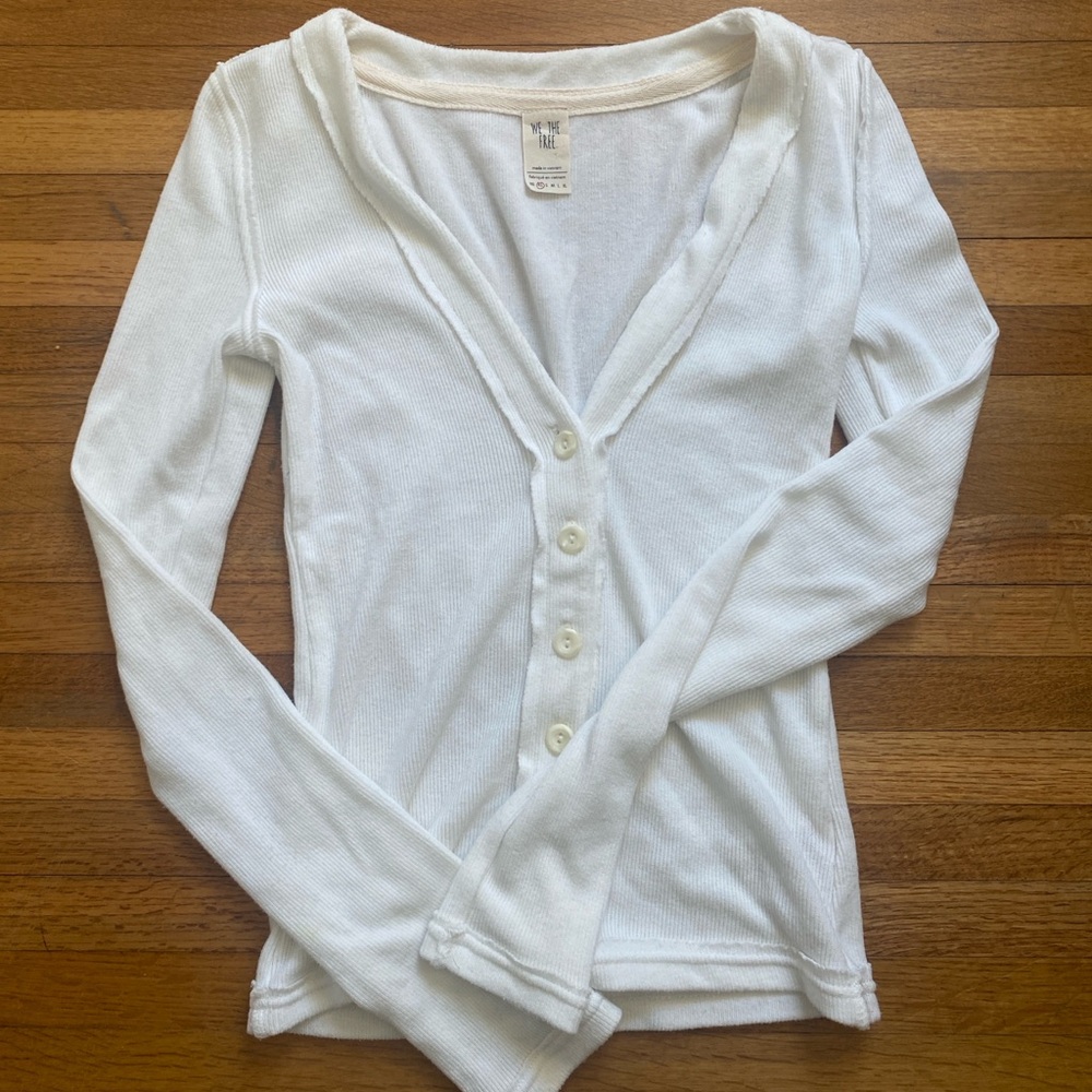 Free People White Button-Down Shirt
